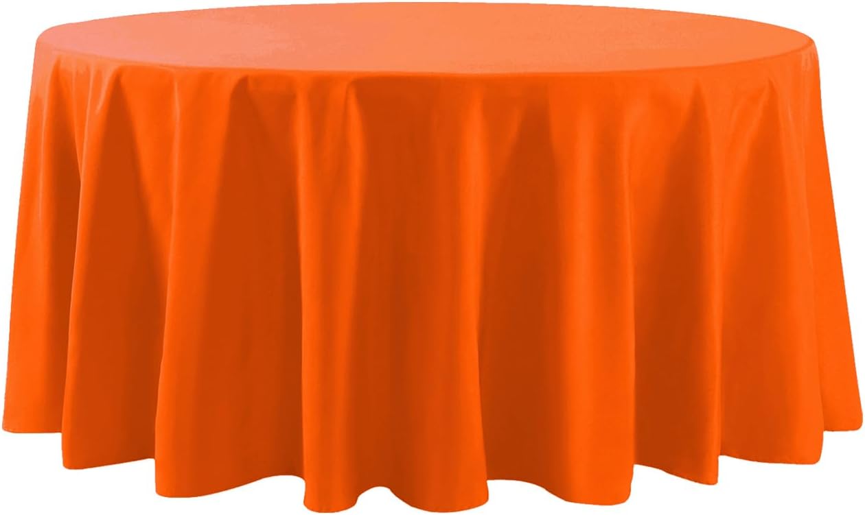 120 inch Round Tablecloth Washable Polyester Table Cloth Decorative Table Cover for Wedding Party Dining Banquet（120 inch,Orange）
