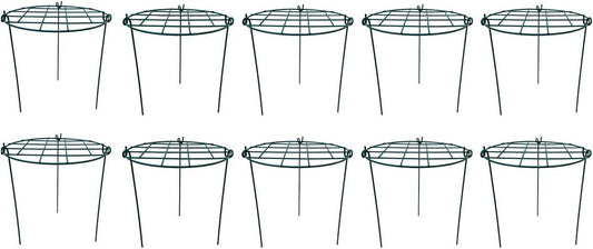 12 x 16 inch Poeny Cage Grow Through Grid Plant Brace Flower Support Rings, Pack of 10 Round Metal Plant Stakes Rings, Strong Large Garden Supports for Flowers, Peonies, Rose, Lily