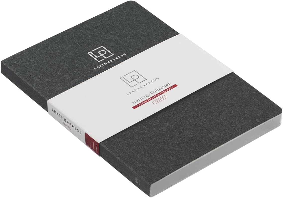 Luxury Leather Refillable Journal/Writing Notebook for Men & Women, Reusable Full-grain Leather Cover, 120gsm Thick Paper, Blank, Dotted, Lined Refills