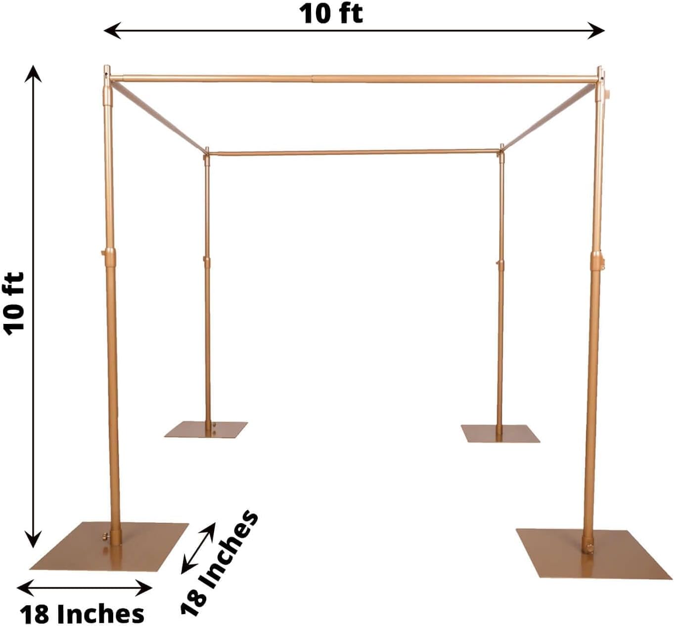 Tableclothsfactory 10ft | 4 Post Gold Metal DIY Photography Backdrop Stand, Wedding Arch Canopy Tent