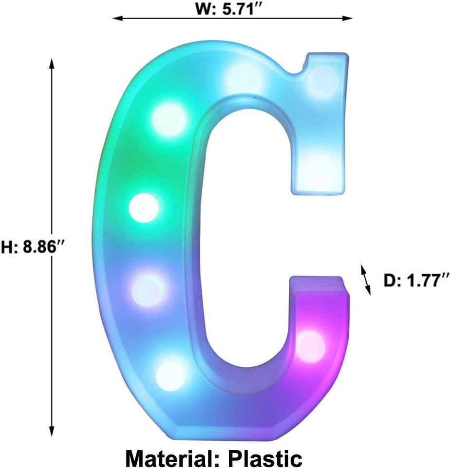 Pooqla Colorful LED Marquee Letter Lights with Remote – Light Up Marquee Signs – Letters with Lights for Anniversary Party Room Decoration - Birthday Gift for Boys Girls Women Men - Multicolor C