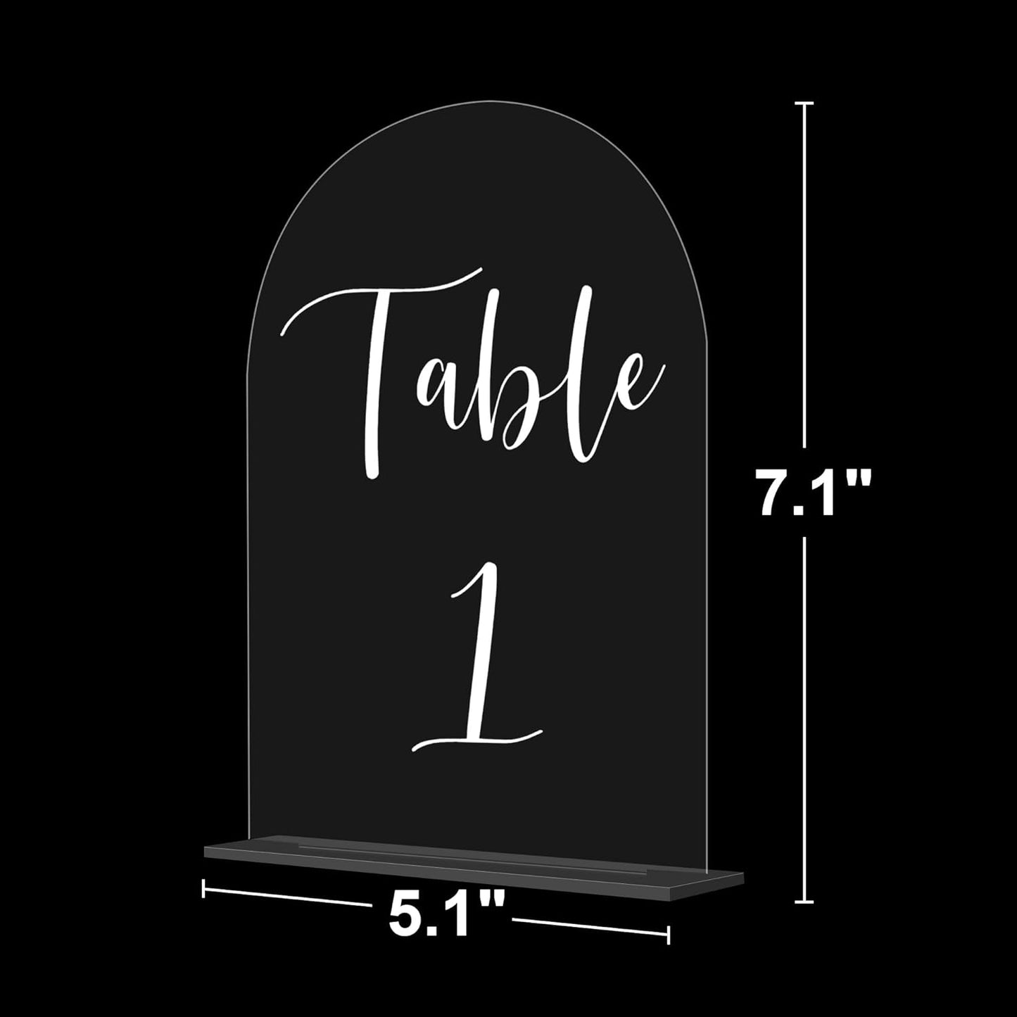 JOYIT Arch Wedding Table Numbers 1-30 with Stands – 5" X 7" Acrylic Table Signs with Clear Background White Text, Perfect Acrylic Table Numbers for Wedding Receptions, Parties, Anniversaries, and Events