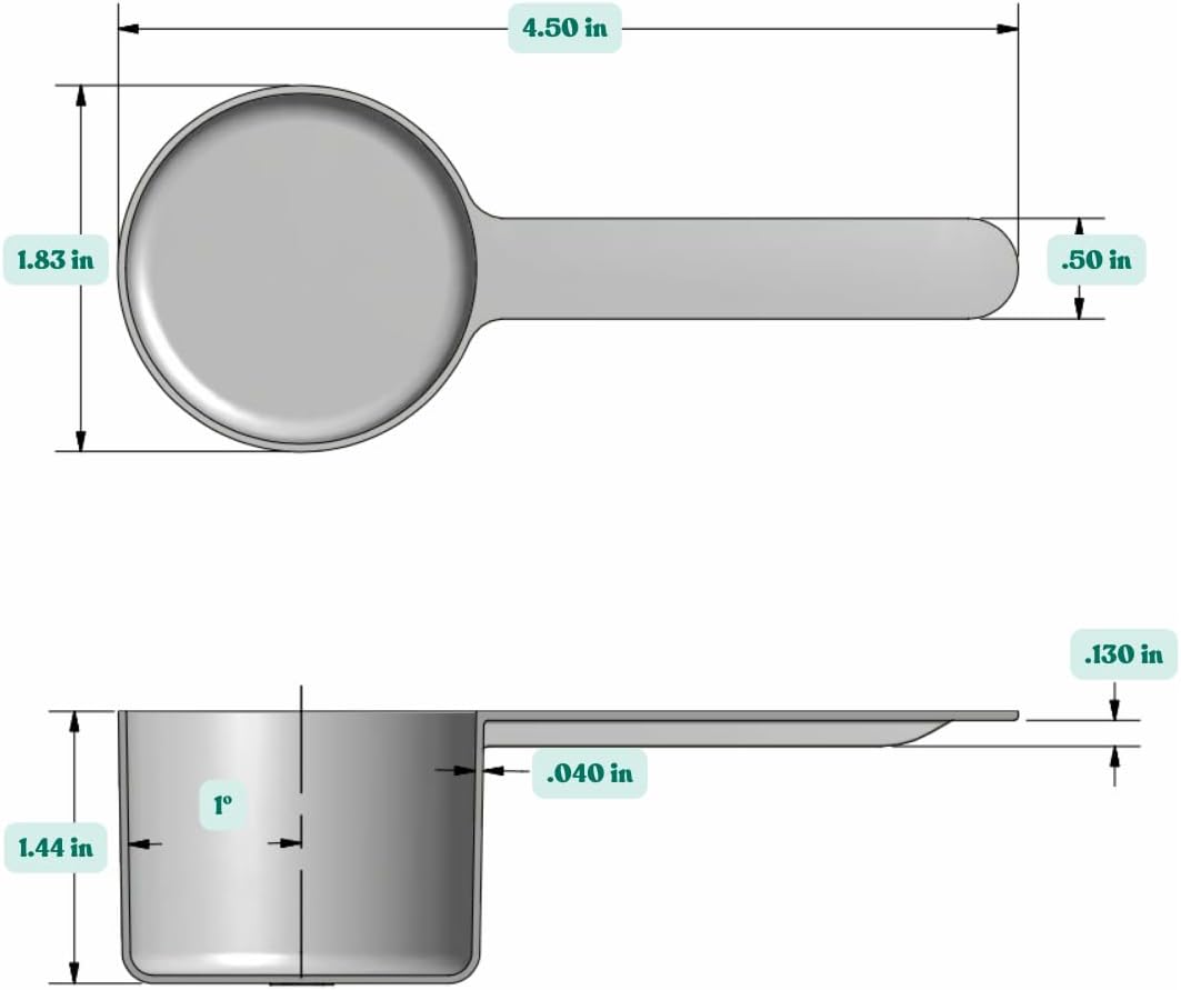53 mL (1.8 Oz. | 3.58 Tablespoon) Long Handle Scoop for Measuring Coffee, Pet Food, Grains, Protein, Spices and Other Dry Goods (Pack of 1)