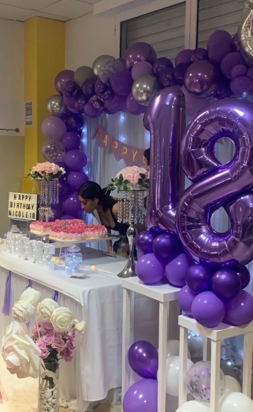 Purple Number 18 Balloon 40 Inch Birthday Decorations, Number 18 Balloon Birthday Party Decorations, Anniversary Decorations Graduations Party Supplies