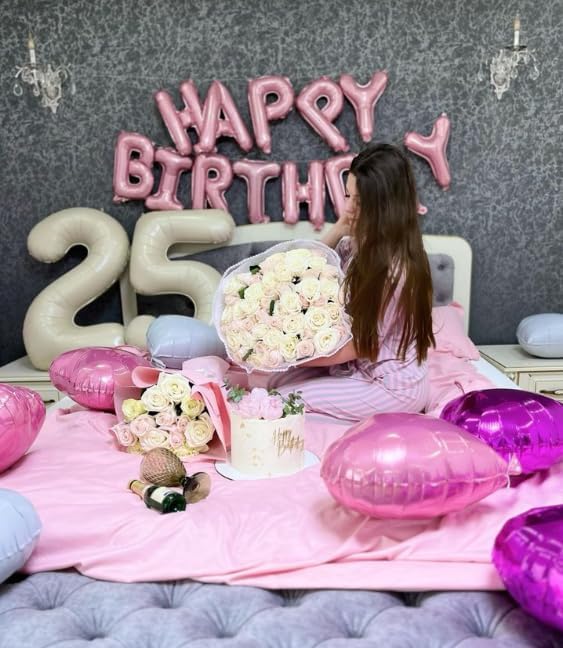 40 Inch Cream White Large Number 4 Birthday Balloon, Giant Number Four 14 24 34 40 44 Balloons, Foil Mylar Big Balloons for Anniversary Graduation Supplies Decorations