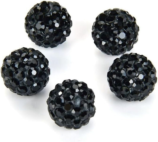50pcs Adabele Grade A Suncatcher Crystal Rhinestone Pave Loose Beads 8mm Jet Black Polymer Clay Disco Ball Spacers Compatible with Shamballa All Craft Jewelry Making DB8-23