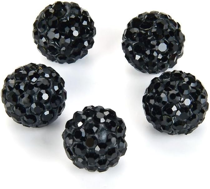 100pcs Adabele Grade A Suncatcher Crystal Rhinestone Pave Loose Beads 8mm Jet Black Polymer Clay Disco Ball Spacers Compatible with Shamballa All Craft Jewelry Making DB8-23