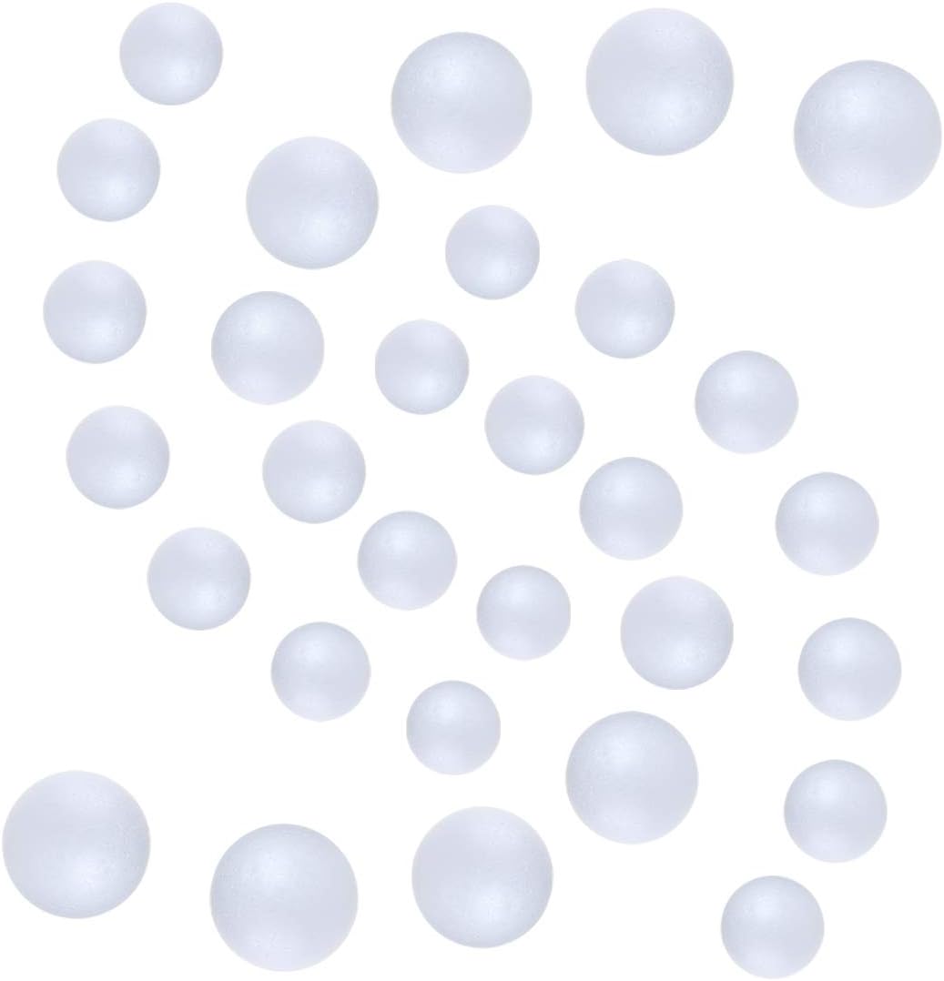 121 PCS 7 Sizes White Foam Balls Polystyrene Craft Balls for Art and Craft, Household, School Projects and Christmas Easter Painting Activity .8’’, 1’’, 1.2’’, 1.6’’, 2’’ Inches