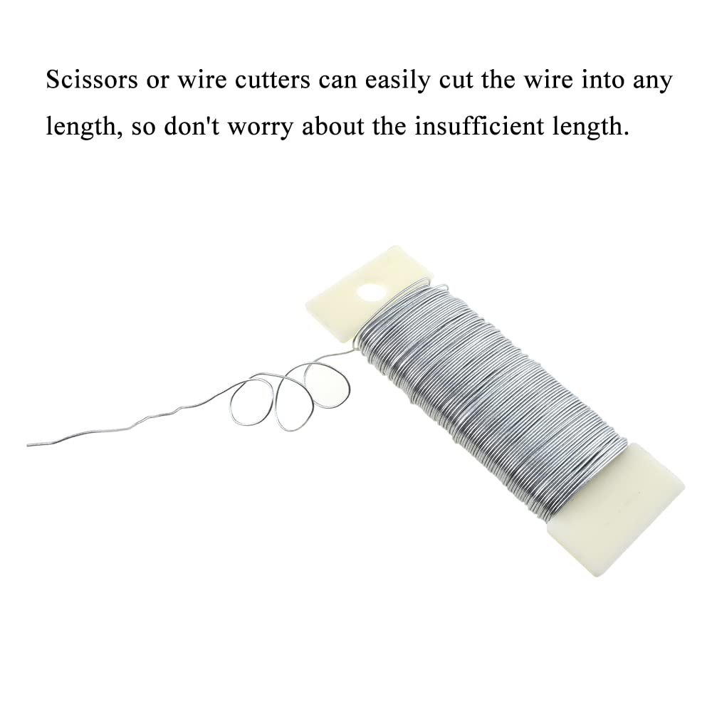 HAHIYO 22Gauge Silver Flexible Floral Wire - 1 Roll, 38 Yards (115 Feet) for Crafts, Christmas Wreaths, Tree & Flower Arrangements, Wedding DIY