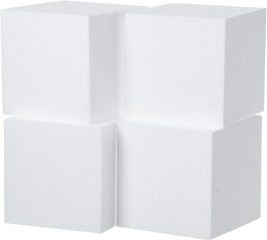 Crafare 4 Pack Craft Foam Blocks 6x6x6inch Polystyrene Brick Square for Arts School Projects Sculptures Floral Arrangements Modeling and Centerpieces