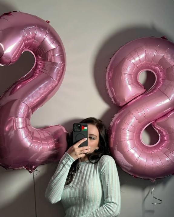 Digital Number 7 Pearlescent Pink Birthday Balloon 40 Inch, Foil Balloons for 7 17 27 70 77 Party Decorations Supplies, Pearl Pink Mylar Numbers Balloon for Seven Wedding Anniversary