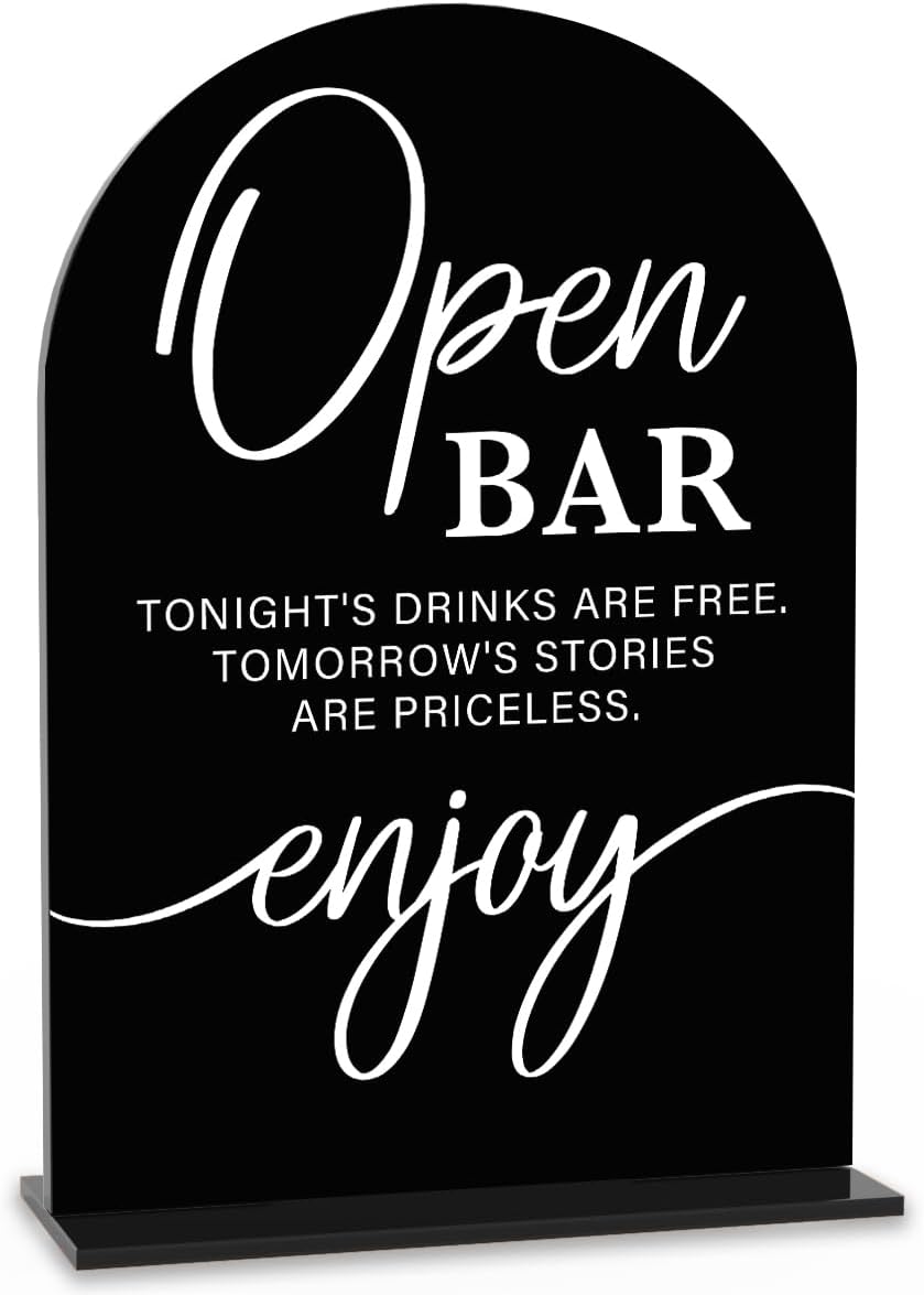 Acrylic Wedding Sign Wedding Signs for Ceremony Open Bar Sign for Wedding Modern Calligraphy Arch Acrylic Table Top Sign for Wedding Reception and Event Party Table(black）