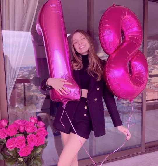 Helium Foil Rosy Purple Number 8 Balloon 40 Inch, Mylar Eight Numbers 8 18 28 38 48 58 80 88 Birthday Balloons, Rosy Purple Women Men Anniversary Graduations Party Supplies