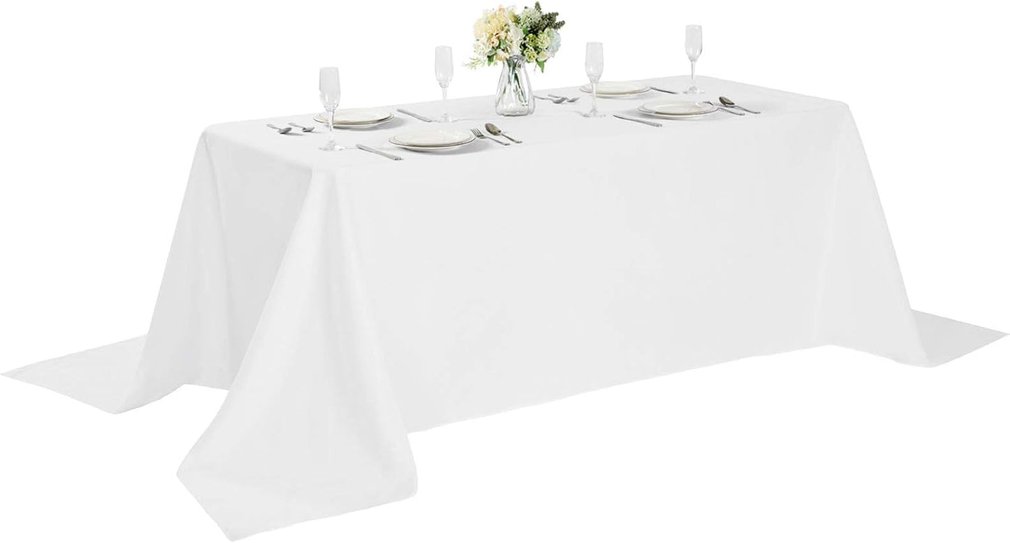 Rectangle Tablecloth 90x156 inch Washable Polyester Fabric Table Cloth for Wedding Party Dining Banquet Decoration（90x156, White）