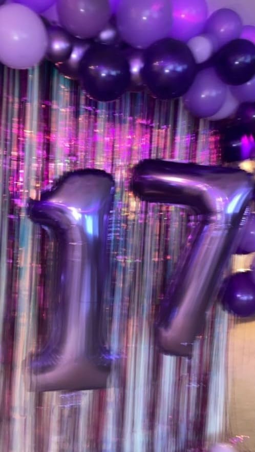 Purple Number 17 Balloon 40 Inch Birthday Decorations, Number 17 Balloon Birthday Party Decorations, Anniversary Decorations Graduations Party Supplies