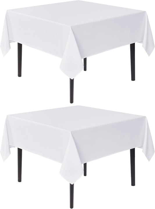 sancua White Square Tablecloths 70x70 Inch, 2 Pack - Fabric Table Cloth for Square or Round Tables, Washable Polyester Table Cover for Outdoor Party, Birthday, Decorative Display Tables