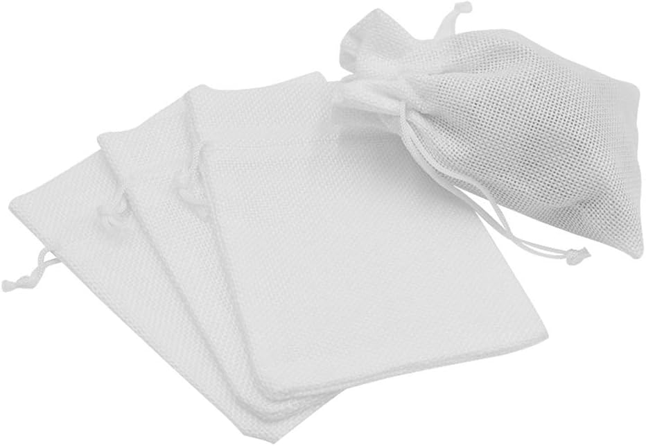 20pcs Burlap Bags with Drawstring, 5.9 x 7.5 inch White Linen Gift Bags Jewelry Pouches Sacks for Christmas Wedding Favors, Party, DIY Craft