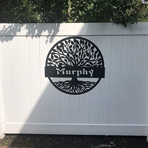 RealSteel Personalized Metal Wall Art - Custom Tree of Life Design with Family Name - Circular Metal Sign - Personalized Wedding, Anniversary, or Housewarming Gift (30")