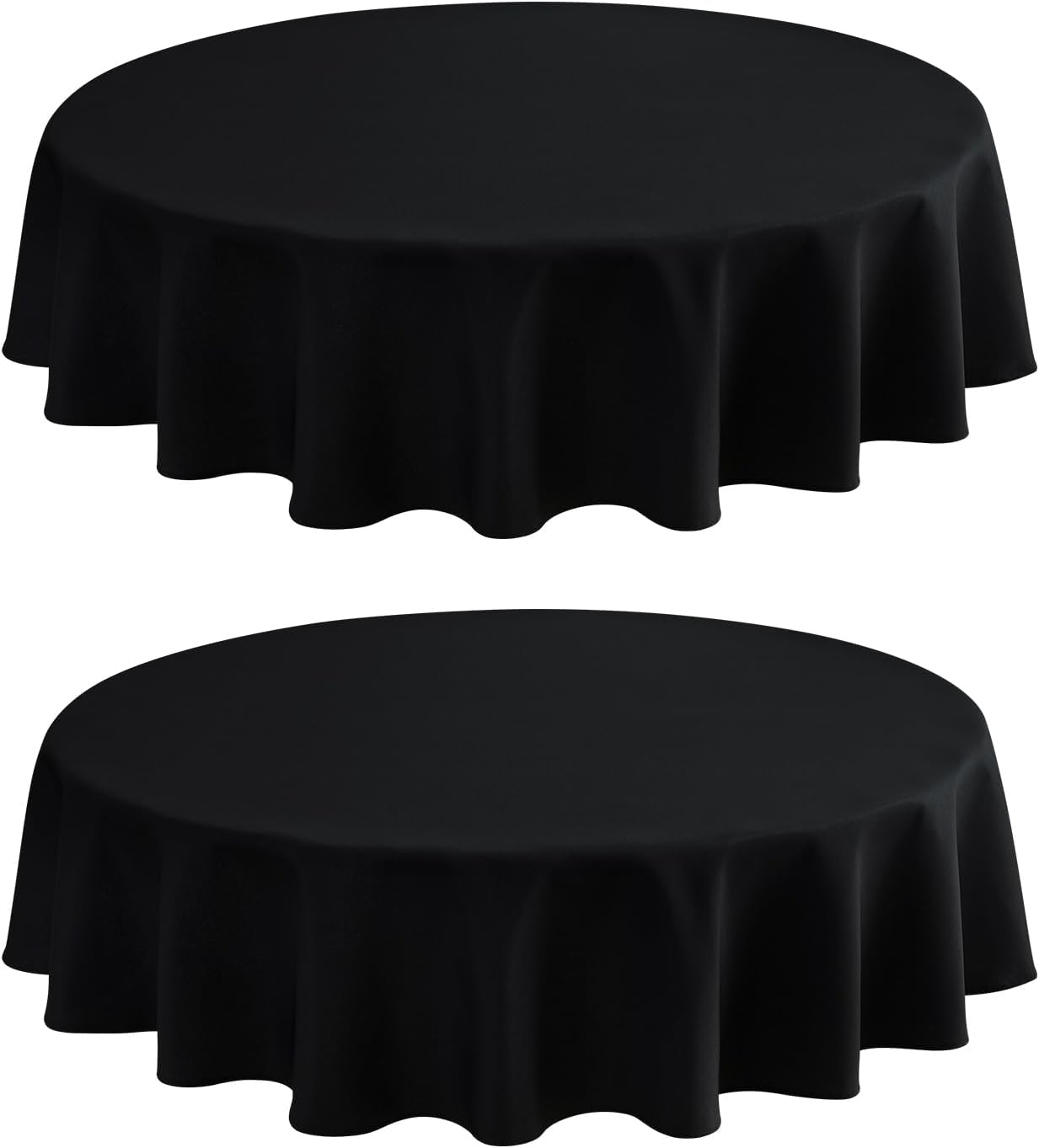 2 Pack Round Table Cloth 60 Inch Black Tablecloth Washable Polyester Solid Dining Table Cover for Birthday Party Dinner Holiday Outdoor Indoor