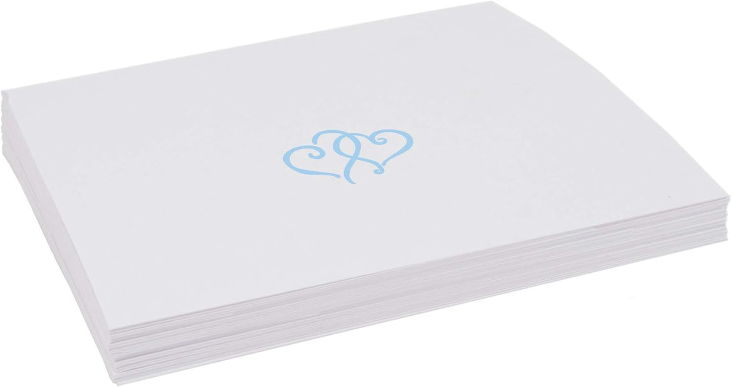 Linked Hearts Place Cards, Light Blue (Choose Color), Set of 150, Pre-cut and Scored - Wedding, Party, Dinner, and Special Events - Made in the USA