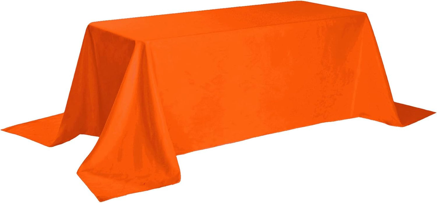 Rectangle Tablecloth 90x156 inch Washable Polyester Fabric Table Cloth for Wedding Party Dining Banquet Decoration（90x156, Orange）