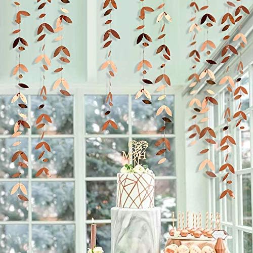 pinkblume Rose Gold Party Decorations Leaf Garland Hanging Paper Rose Gold Leaves Streamer Banner for Birthday Baby Shower Wedding Engagement Bridal Shower Spring Bachelorette Hen Party Supplies