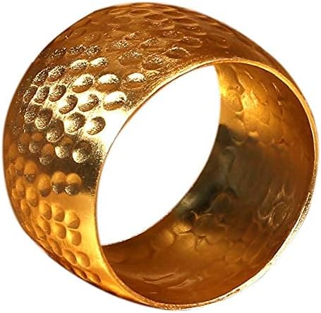 Metal Napkin Rings Set of 12 – Handmade Curved Napkin Holders in Shimmer Gold, Elegant Table Décor for Weddings, Dinner Parties, Family Gatherings & Everyday Use