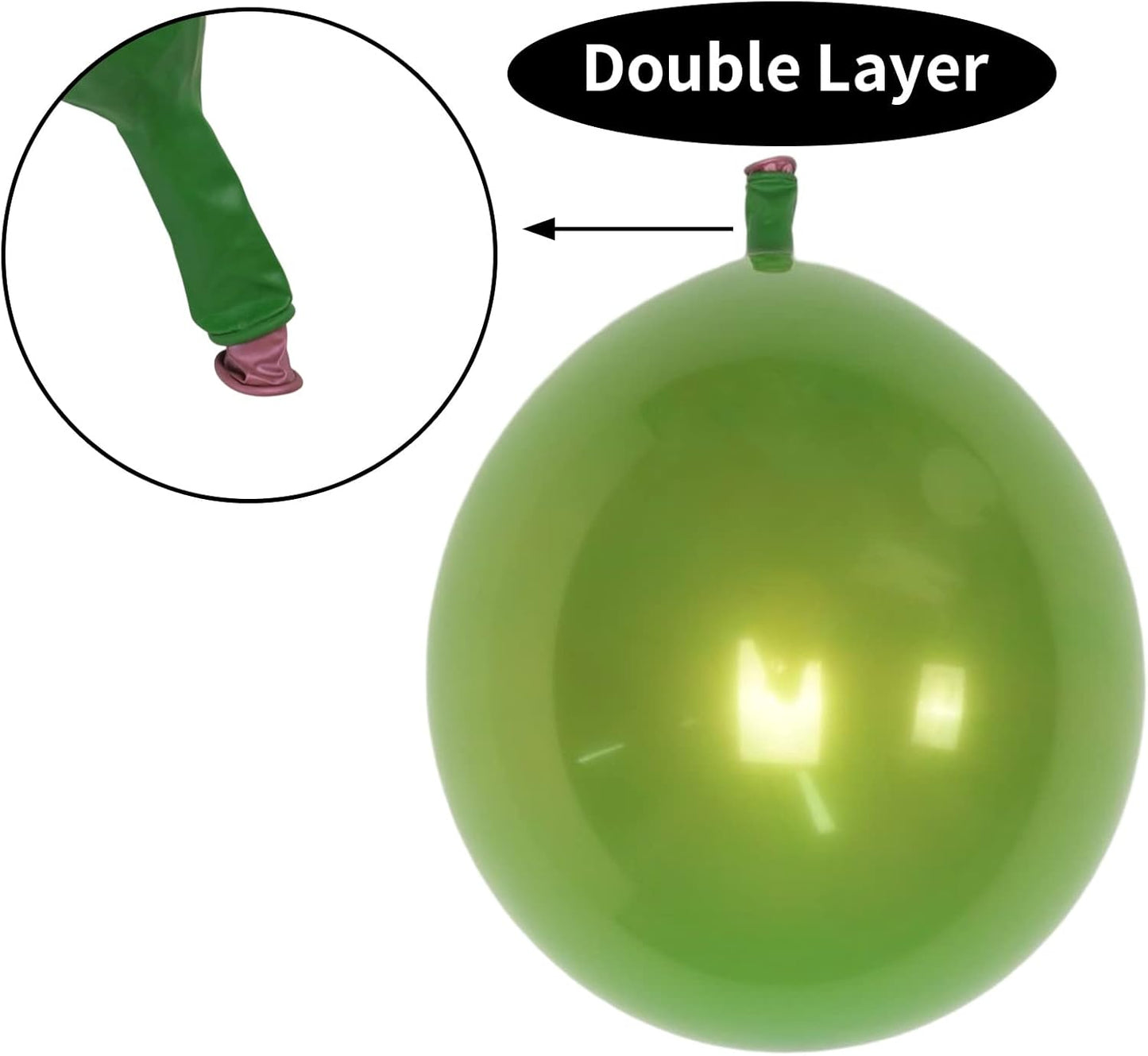 Chrome Green Balloons 12 Inch, Double Stuffed Metallic Light Green Balloons, Shiny Thick Chrome Metallic Balloon Latex Helium Balloon for Birthday Wedding Party Decoration Supplies