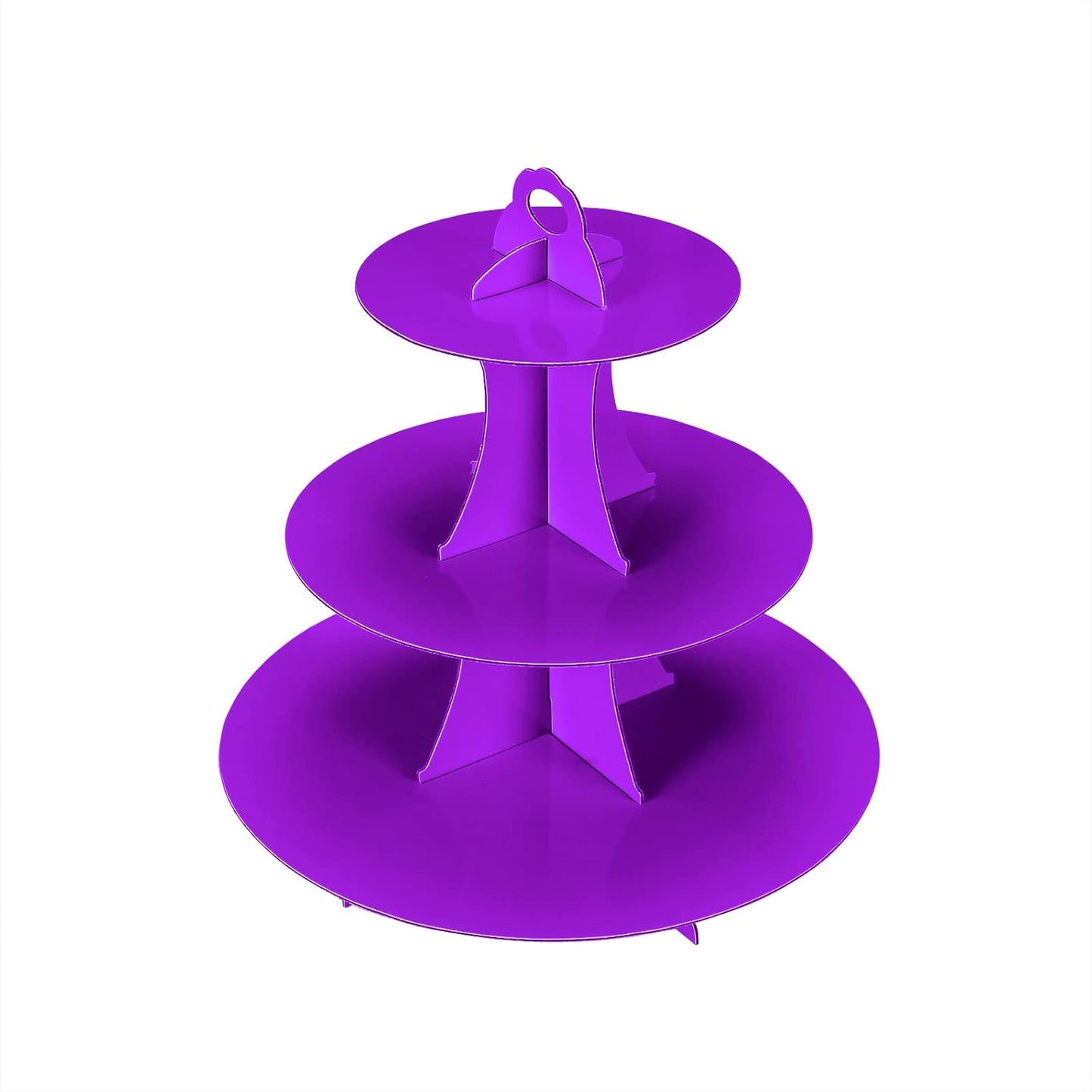 3-Tier Cupcake Stand, Cake Stand holder, Tiered DIY Cupcake Stand Tower for Dessert Table Displays, Birthday Theme Party Favors Decoration, Floral Tea Party, 12" W x 12.8" H, Purple