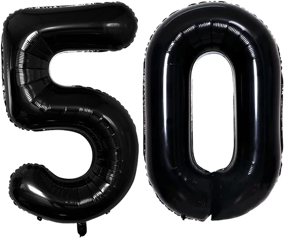 GOER Number 50 Balloons for 50th Birthday Party Decorations,42 Inch Jumbo Foil Helium Balloons for 50th Anniversary (Black)