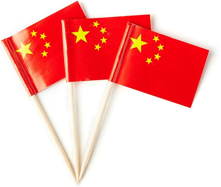 China Flag Chinese Flag, Small Mini China Toothpick Flags for Food, Cupcakes, Cocktails, Appetizers, Bar Party Decorations