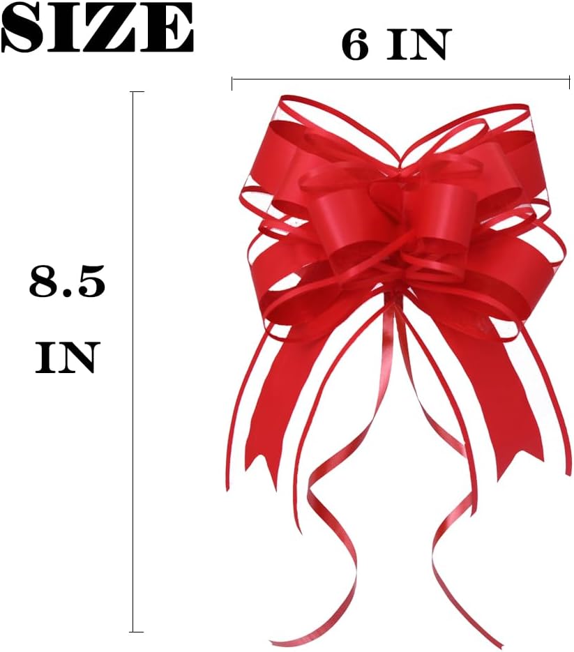Pull Bows for Gift Wrapping – 15-Pack Red Gift bows, Waterproof DIY Bow for Christmas, Weddings, Holidays, Baby Showers, Party Decor(6 Inches)