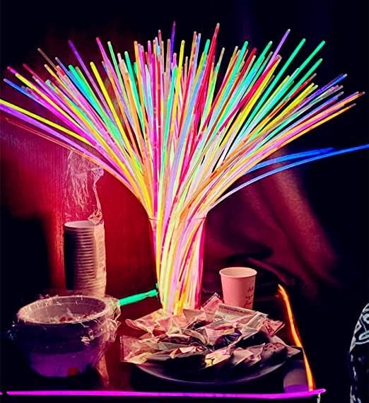 Glow Fever Glow Sticks Bulk 100ct 22'' Glow Necklaces with Connectors, Neon Light Sticks for Party Festivals Raves Concert Birthday Wedding, Aqua