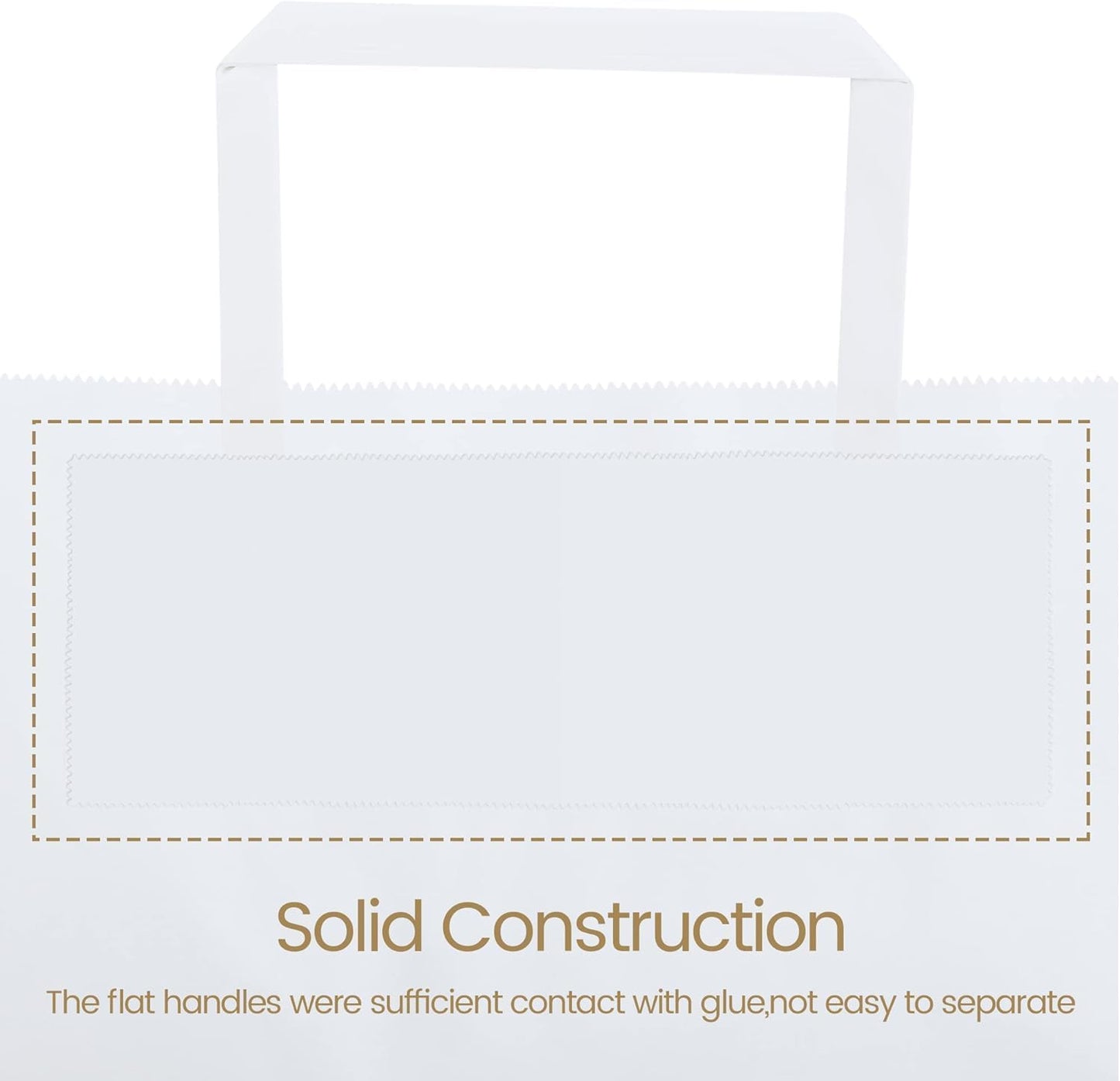 GSSUSA Paper Bags with Handles 10"X5"X13" Gift Bags Medium Size 200 Pack Kraft Paper Bag for Retail Grocery, Take Out Bag (White