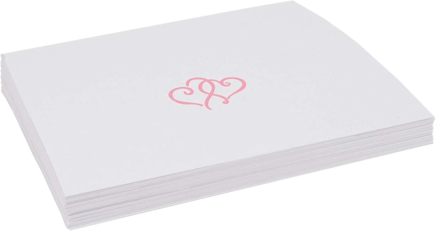 Linked Hearts Place Cards, Pink (Choose Color), Set of 150, Pre-cut and Scored - Wedding, Party, Dinner, and Special Events - Made in the USA