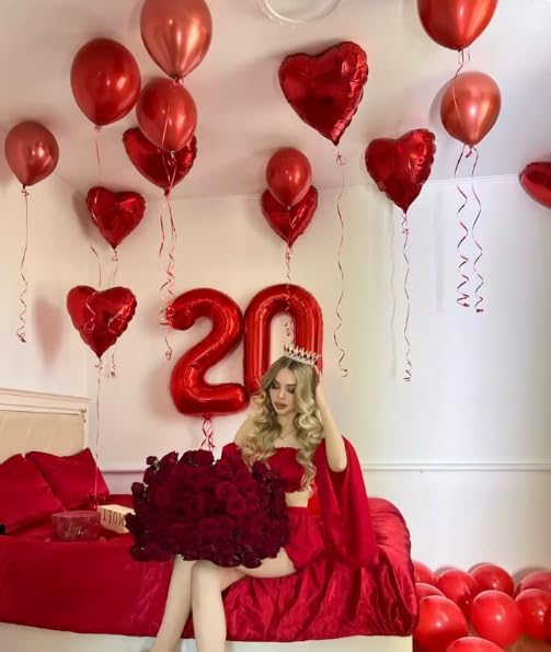 Red 40 Inch 0 Number Balloons, 0 Decorations for 10 20 30 40 50 60 70 80 90 100Birthday, Foil Giant Birthday Graduations Anniversary Party Balloons