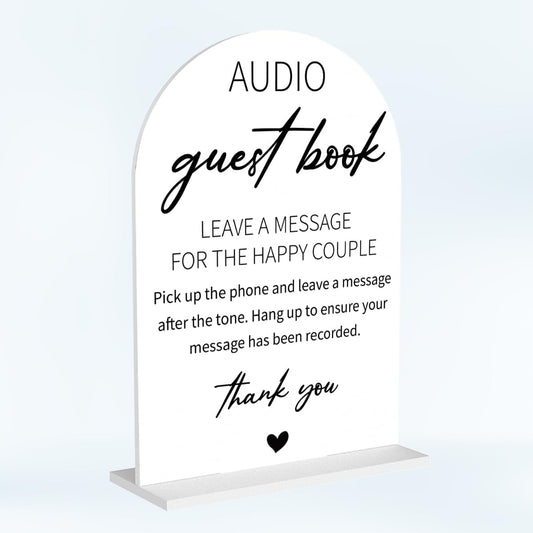 Audio Guest Book Sign for Wedding Acrylic Arch Wedding Bridal Shower Baby Shower Welcome Table Signs for Ceremony and Reception Decor 7 x 5 Inches