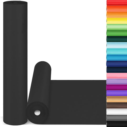 Black Wrapping Paper, 15"×450" Art Craft Kraft Paper Construction Bulletin Board Decorative Paper Roll for Father’s Day Birthday Halloween, Bouquet Graduation Gift Wrap for Nurse Men Boys