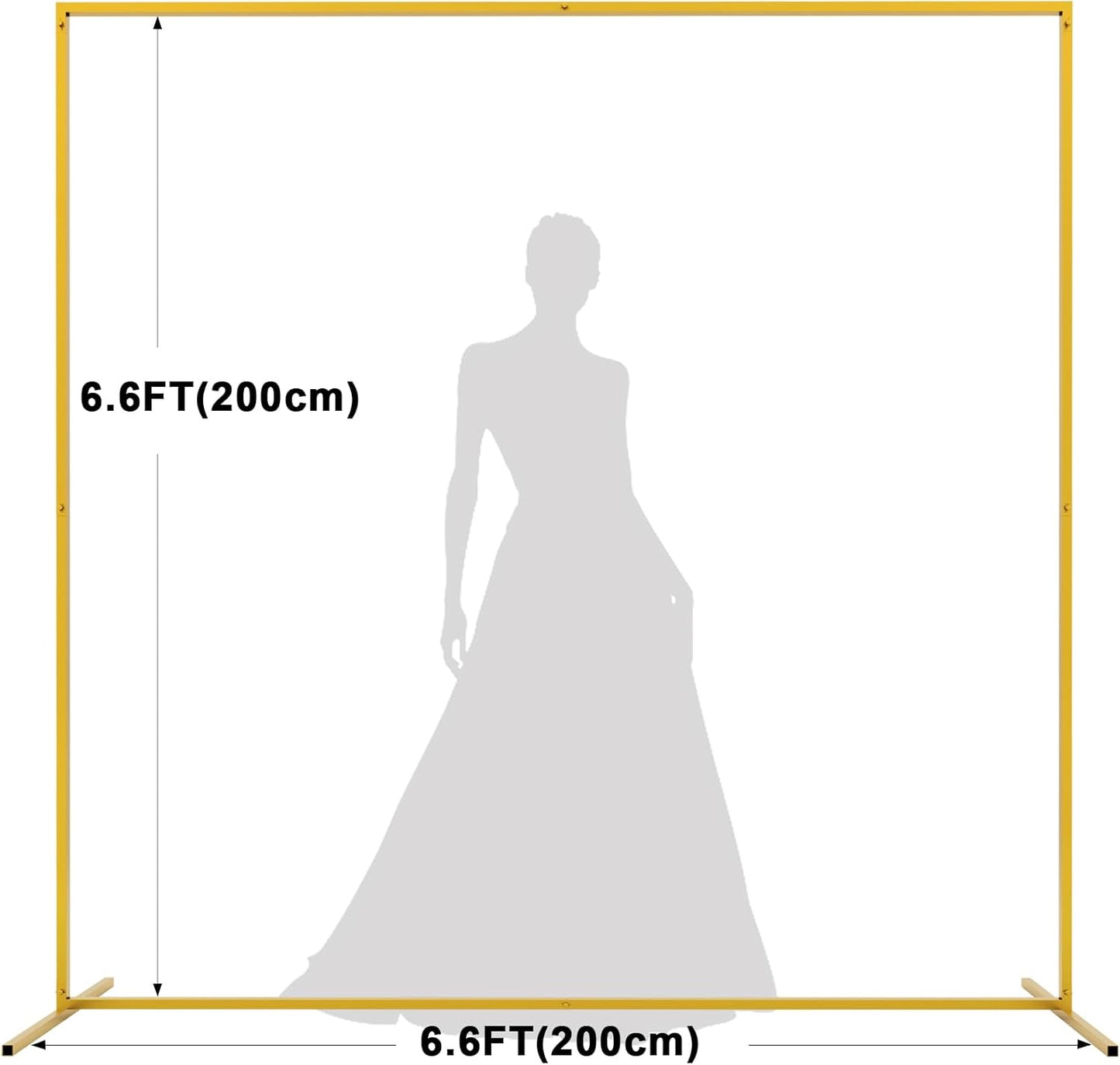 Asee'm 6.6FTx6.6FT Gold Wedding Arch Backdrop Stand Square Metal Rectangular Arch Frame for Ceremony Party Birthday Bridal Baby Shower Anniversary Arbor Balloon Decoration