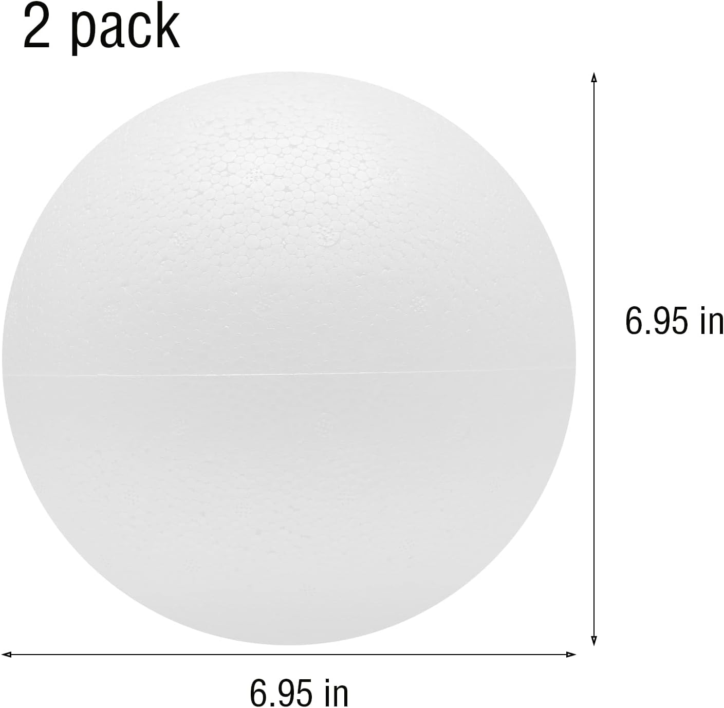 FFchuanhe 2 Pack Foam Balls for Crafts, 7 Inch Polystyrene Smooth Round Balls, for Arts and Crafts Supplies, School Project, Flower Centerpieces. White