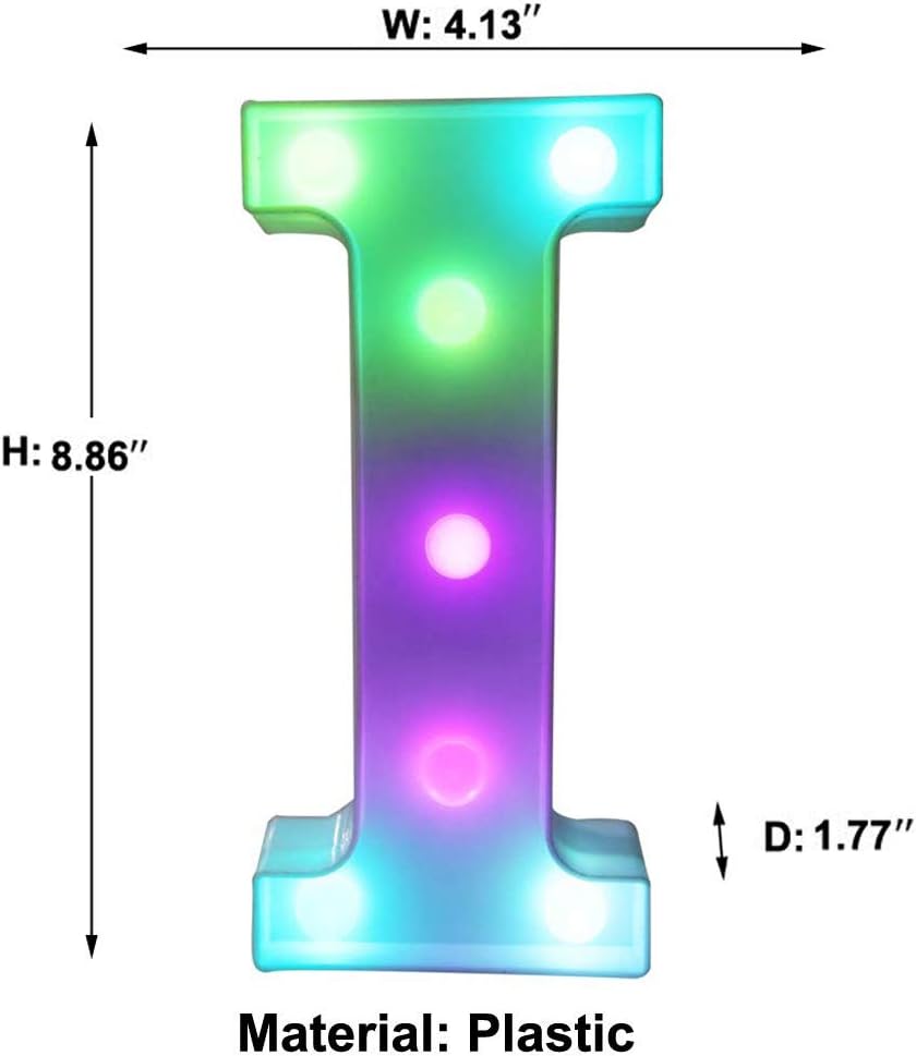 Pooqla Colorful LED Marquee Letter Lights with Remote – Light Up Marquee Signs – Party Bar Letters with Lights Decorations for The Home - Multicolor I