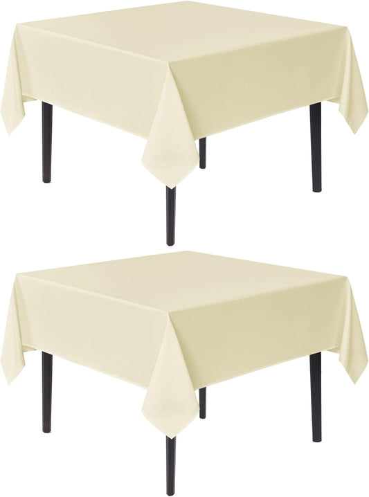 sancua Square Tablecloths 54x54 Inch, 2 Pack - Beige Fabric Table Cloth for Square or Round Tables, Washable Polyester Table Cover for Dinner, Holiday Party, Decorative Display Tables