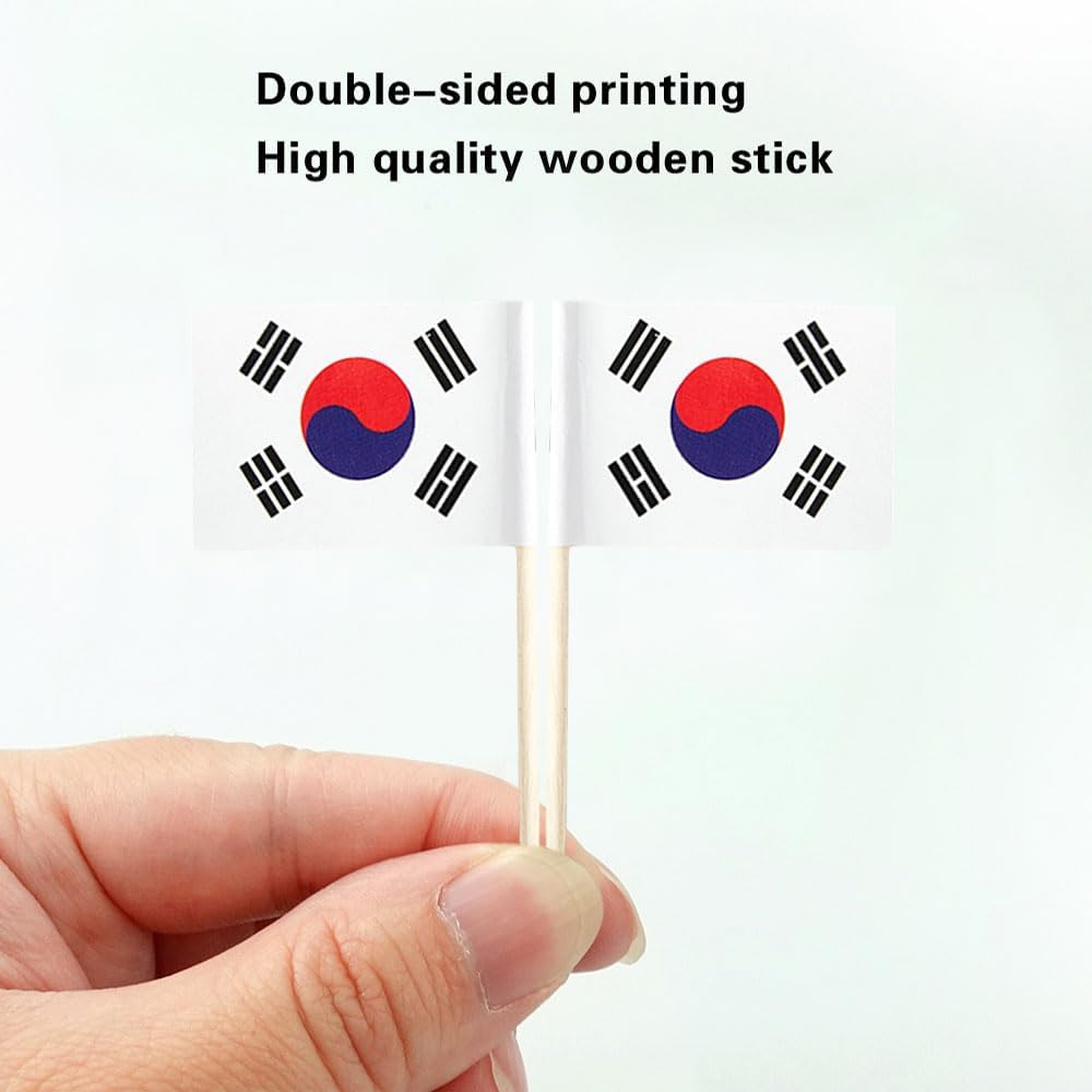 South Korea Flag Korean Flag, Small Mini South Korean Toothpick Flags for Food, Cupcakes, Cocktails, Appetizers, Bar Party Decorations