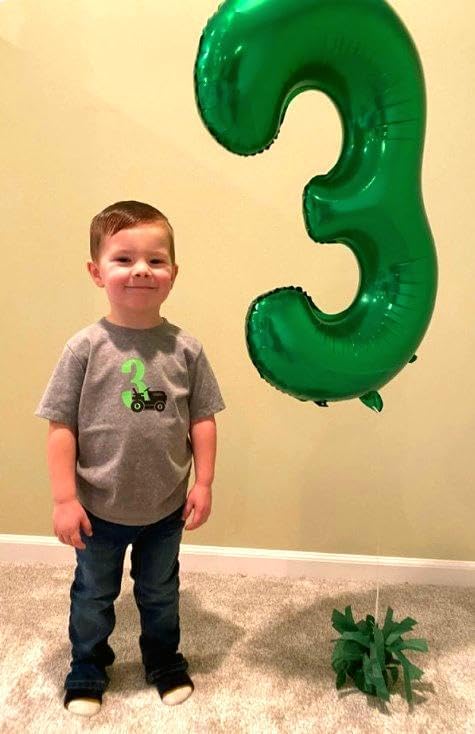 40 Inch Green 3 Large Number Balloon, 3 13 23 30 33 36 38 Green Birthday Party Decorations, Number Three Foil Balloons for Anniversary Party Graduations Celebration Supplies
