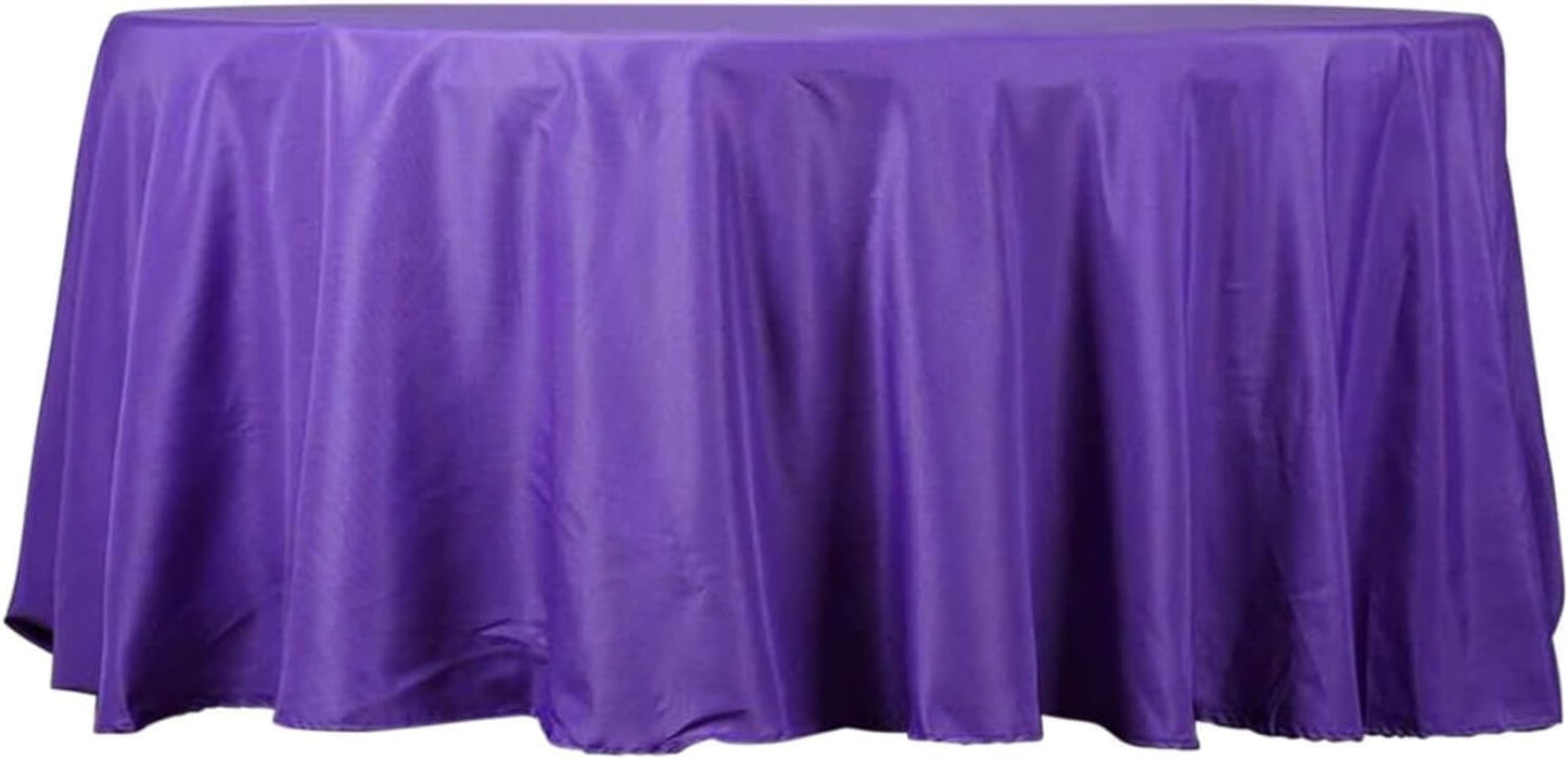 Efavormart Round Tablecloth, 132 Inch Stain & Wrinkle Resistant Washable Table Cloth, Decorative Polyester Fabric Table Cover for Banquet, Wedding, Dining- Purple