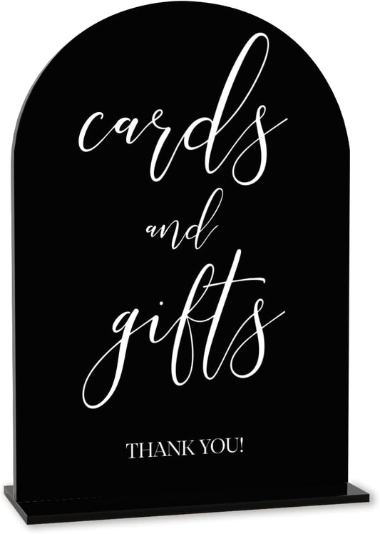 Black Cards and Gifts Sign, Wedding Engagement Bridal Shower Baby Shower Party Decor for Reception Reception, Weddings Acrylic Sign
