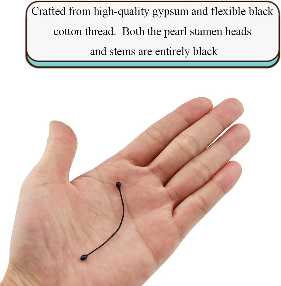 HAHIYO 700Pcs 3mm Fully Black Pearl Double Head Flower Pistil Handmade Artificial Pistil para Flore Pearlized Floral Stamen Pollen for Flower Making Scrapbook Decoration