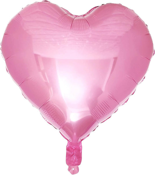 10Pcs Pearl Pink Foil Heart Shaped Balloons 18 Inch Mylar for Baby Shower, Wedding, Valentine Decorations - Love Party Supplies