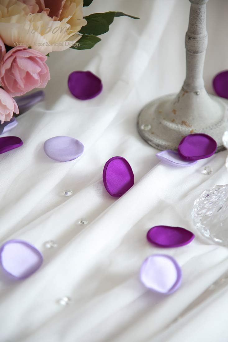 Floroom 300pcs Rose Petals Purple Lilac Fake Faux Silk Flower Petals for Wedding Flower Girl Basket Aisle Scatter Dinner Table Centerpieces Party Confetti Bridal Shower Romantic Night Decoration