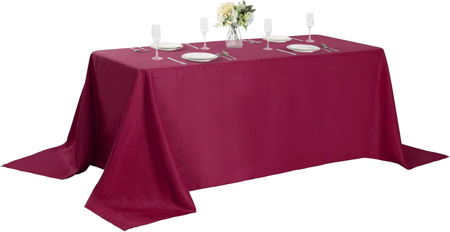 Rectangle Tablecloth 90x132 inch Washable Polyester Fabric Table Cloth for Wedding Party Dining Banquet Decoration（90x132, Burgundy）